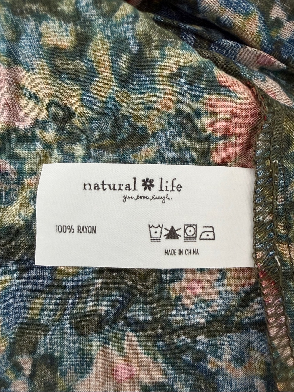Natural Life Smocked Waist Floral Mini Skirt Boho Teal size S - Picture 10 of 10